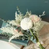 Fleurs décoratives 38CM INS fleur artificielle pissenlit Eucalyptus Bouquet hybride mariage décoration de la maison plante verte fausse