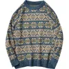 Suéter dos homens Inverno Vintage Homens Moda Japonesa Solta Pulôveres de Malha Hip Hop Harajuku Padrões Geométricos Streetwear 221202