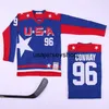 Hockey Jersey Team USA 96 Charlie Conway Mighty Ducks Movie College Home All Stitched Color Blue Pure Cotton Good Quality