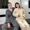 Men's Sleepwear Winter Warm Pajama 2PcsSet Thick Flannel Pyjama Women Simple Soft Fleece Pyjamas Elastic Waist Couple Sleep Homewear 221202