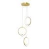 Pendant Lamps Nordic LED Ring Gold Hanging Light Modern Home Decor Crystal Kitchen Table Dining Lamp Living Room Bedroom Night Lights