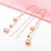 Stud Earrings 585 Purple Gold Plated 14K Rose Tassel Soft Chain Geometric Heart Drop For Women Court Style Engagement Jewelry