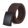 Belts Adjustable Canvas Belt For Women Men Korean Unisex Vintage Metal Buckle Elastic Solid Color Jeans Long Waistband