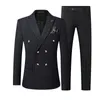 Męskie garnitury Blazers Masowe butik Dwustro z podwójnym piersiem Solid Kolor Business Suit Busines