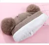 INS BABY WINTER WARE FACK BINAIS HAT KNIT WOOLかわいい幼児アクリルダブルボールファーポンポムスラッシャクロシュハットキッズラッキーキャップアウトドアスキースノービーニーキャップ