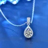 H8et ожерелья с подвесками, модное ожерелье из стерлингового серебра 925 пробы с каплями воды, муассанитовое ожерелье, женское ожерелье с покрытием из белого золота, 1 d, цвет Vvs1