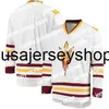 Hockey jerseys aangepaste herenstaat Sun College 12 Dylan Hollman 35 Joey Daccord Maroon Red Elk naamnummer Grootte