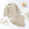 Ensembles de vêtements pour bébés, robe pull en coton tricoté, pull-over à manches longues, jupe d'automne, doux, 2 pièces, vêtements d'extérieur mignons