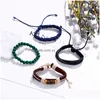Bracelets de charme Expert Cortex Bracelet Vert Perle Tissage Spirale Fil Métallique Costume Quatre Papier Ensemble Drop Livraison Bijoux Bracelets Dh4As