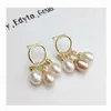 Boucles d'oreilles pendantes belle véritable eau douce 5-6 MM perle plaqué or goutte belle fête mariage femmes cadeau 10 paires/lot