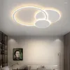 Ceiling Lights Nordic Bedroom Led Light Modern Study Indoor Lighting Black And White Ring Living Dining Room Decor Lamp