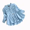 Chemise d'automne pour fille, jupe à manches longues, col montant, en coton et Denim