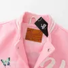 Herrenjacken Vandythepink Der Zauberer von Oz Stehkragen bestickte Rose Lederärmel Patchwork-Baseballjacke T221202