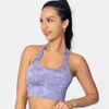 Yoga outfit slipsfärgning halter hals springa bh gröda toppar kvinnor sexig vadderad sport fitness träning träning brassiere plus storlek