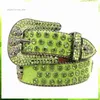 2022 Дизайнерский ремень Bb Simon Belt Skeleton Green Flash Diamond Series Мужские и женские одинаковые удлиненные широкие иглы с пряжкой в стиле панк