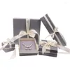 Jewelry Pouches Square Set Box Big Necklace Paper 168 40MM Grey With Ribbon 25mm Width Pendant Packaging Boxes