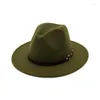 Berets 2022 Masna płaska rączka mężczyźni kobiety wełna fedora filcowa czapka klamra ozdobna vintage Chapau Autumn Winter Jazz Trilby