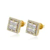 Stud Unisex Fashion Earrings Mens Hip Hop Jewelry Iced Out Square Cz Diamond Stud Gold Sier Women Drop Delivery Dh9Bk
