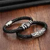 Charm Bracelets XQNI Stainless Steel Genuine Leather For Women Men Magnet Clasps 19/21cm Size Choose Bohemia Ladies