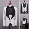 Men's Suits Blazers 3 Piece Floral Wedding Tuxedo for Groom with Big Black Collar Men Business Jacquard Pattern Male Fashion Costume 221201