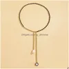 Pendant Necklaces Imitation Pearl Pendant Necklace Retro Alloy Resin Long Tassel Chain Women Fashion Gold Floral Lint Mix Drop Deliv Dhqj0