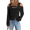 Women Blouses Shirts Tops Long Sleeve Cold Shoulder Loose Fit Casual Sexy Tees T-Shirts