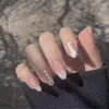 Faux ongles 20 pièces vert foncé long détachable français faux ongles Ballet cercueil conseils avec strass appuyez sur l'outil d'art