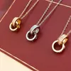 Designer Luxury Necklace Gold Designers Jewelry Silver Double Ring Christmas Gift Cjeweler Mens Woman Diamond Love Pendant