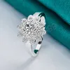 925 Sterling Silver Big Flower Aaa Zircon Ring per donne Fashion Wedding Engagement Party Charm Gioielli