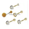 Navelklockknappringar 5st Set Set rostfritt stål Belly Dangle Ring Bell Button Navel Rings Simple Rhinestone Body Piercing Fashion DHRHZ