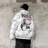 Giacca da uomo in giù per i parka hip hop feriti con stampato per orso uomini inverno parka spessa pisciatura calda a vento harajuku cotone pazzo sciolte streetwear y2k abiti 221202