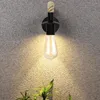 Wandleuchte Vintage Seil Wandlampen Holz E27 Innenboden Außenkorridor Industrielle Nachttischlampen