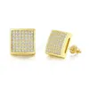 Stud Fashion Hip Hop Earrings For Men Gold Sier Iced Out Cz Square Stud Earring With Screw Back Jewelry Drop Delivery Dhqgm