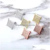 Stud Copper Jewelry Earrings Square Stud Crystal Stone Cubic Zirconia Cube For Men Women Drop Delivery Dhgoz