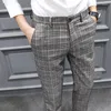 Costumes pour hommes YASUGUOJI Style britannique robe costume pantalon homme 2022 Plaid hommes concepteur messieurs affaires décontracté travail pantalon