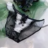 Women's Panties Japanese Girl Lolita Lace Black Panties Transparent Sexy Bow Maid Ruffle Sweet Lingerie Female Large Size 3XL Underwear 221202