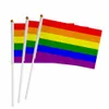 バナーフラグカスタムハンドフラグ100pcs 14x21cmドリームゲイレズビアン同性愛のバイセクシュアルLGBTプライドカスタマイズされたレインボー221201