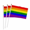 Bandeira bandeira bandeira de m￣o personalizada 100pcs 14x21cm sonho gay l￩sbico homossexual bissexual orgulho LGBT personalizado arco -￭ris 221201