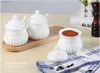 Food Savers Storage Containers Plain White Embossed Porcelain Sugar Bowl with Spoon Container Jar Ceramic Dispenser Sucrier 221202