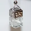 Cube Hollow Car Perfume Bottle Rearview Ornament Hanging Air Freshener For Essential Oils Diffuser Fragrance Empty Glass Bottle Pendant B1207