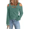 Women Blouses Shirts Tops Long Sleeve Cold Shoulder Loose Fit Casual Sexy Tees T-Shirts