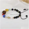 Kralen universum Galaxy Planets Star Natural Stone Bead armbanden Zonnesysteem Verstelbaar handgemaakte Gevlochten armband voor vrouwen Men Dro Dheuy