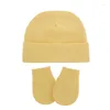 Hårtillbehör Fashion Warm Sticke Cotton Hat and Glove Set Born Anti-Eat Hand Anti-Grab Face Protect Mitten Baby Girls Pography Props