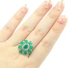 Cluster Rings 21x20mm Arrival 4.6g Real Green Emerald Pink Tourmaline Women Dating 925 Silver Drop