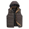 Mäns västar stor storlek 3xl7xl Autumn Winter Vest Men utomhus casual huva krage vindtät mens väst tjock varm ärmlös ytterkläder CSA 221202