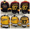 Maillot de hockey Edmonton 97 Connor McDavid Erie Otters Jerseys College Premier OHL avec COA Ice All cousu maison noir extérieur jaune