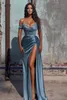 2023 Elegant Off Shoulder Prom Dress A Line Backless Sexy Crystal Split Side High Sexy avondjurken BC10944 GB1202X3