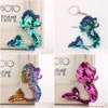 Key Rings Sequin Mermaid Keychain Key Rings Chain Handbag Hangs Animal Fashion Designer Jewelry Drop Delivery Dhaib