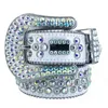 Designer Bb-bälte för män kvinnor glänsande diamantbälte Svart Blå Vit Flerfärgad med Bling-rhinestones som present