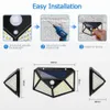 Tuindecoraties 100 LED Solar Wall Lights Outdoor Lamp Waterdichte bewegingssensor aangedreven zonlichtstraatlicht voor decoratie 221202